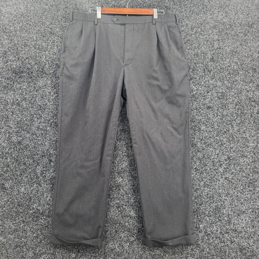 Brooks Brothers Madison Fit Pleated Wool Dress Pants Charcoal Gray 40x30 Cuffed